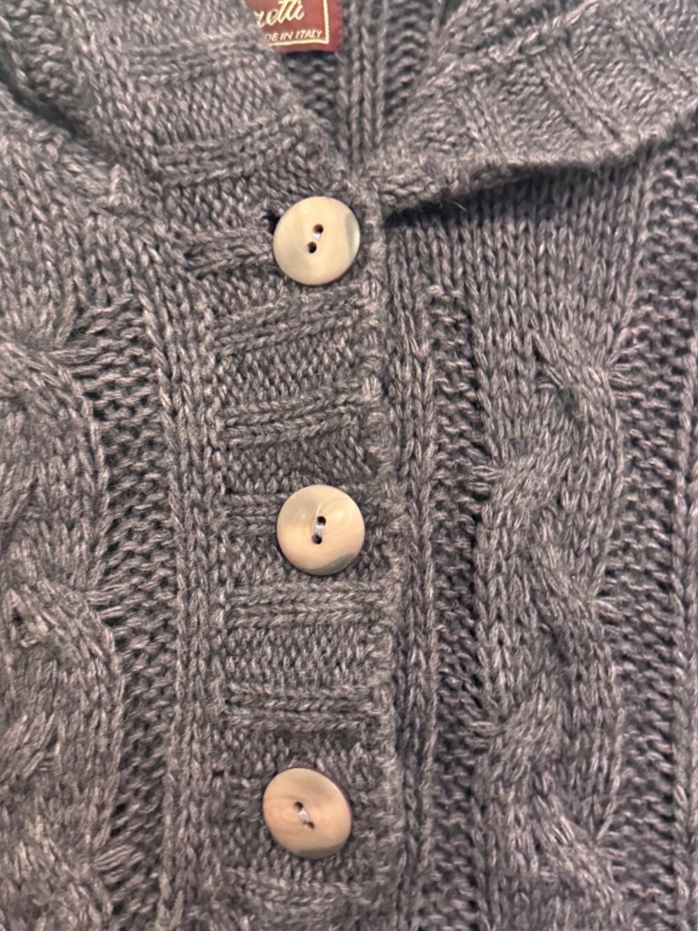 Berretti Womens Small Cable Knit Button-Up Sweater Wool Blend Brown - Picture 5 of 8